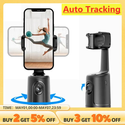 Auto Face Tracking Phone Holder Tripod Stand Smart Selfie Stick 360 Rotation Fast Face & Object Tracking Cameraman Robot Mount